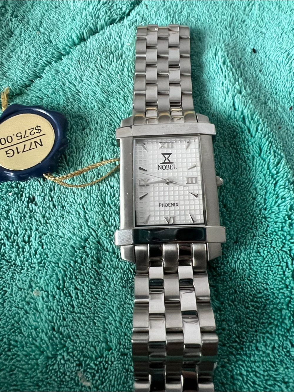 Nobel Phoenix Silver Stainless Steel Rectangular Watch